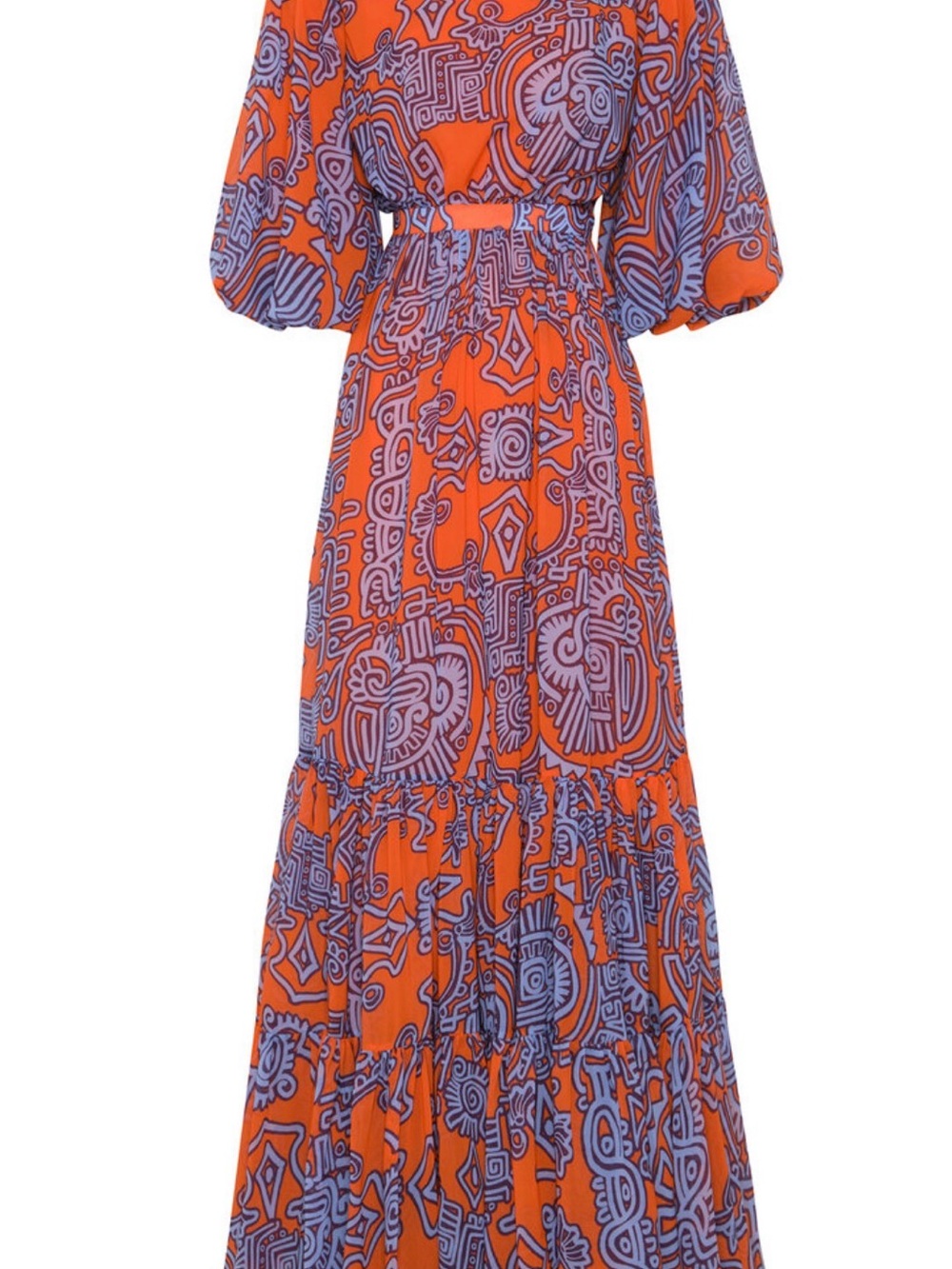 Andres otalora TIKUNA OFF-THE-SHOULDER CHIFFON MAXI DRESS IN PRINT NWT Size M - Picture 4 of 16